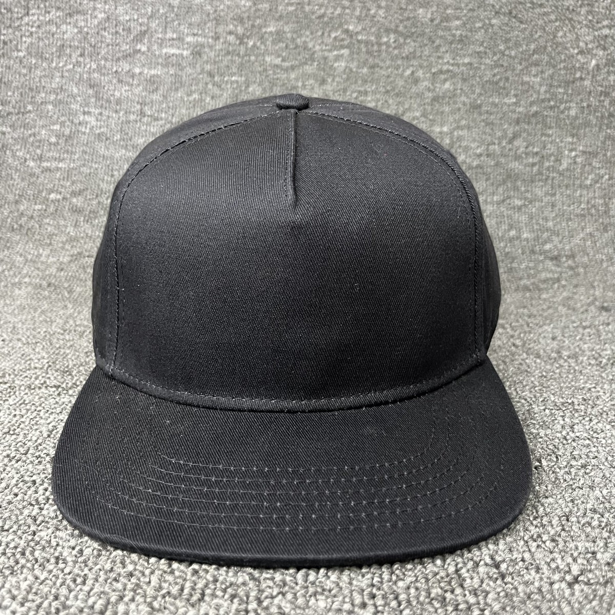 Plain Black Snapback Hat Blank Flat Bill Adjustable Structured Baseball Cap