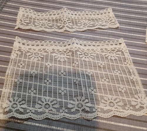 Dollhouse Miniature Lace Curtains & Valance White 1:12 Scale 2 Sets