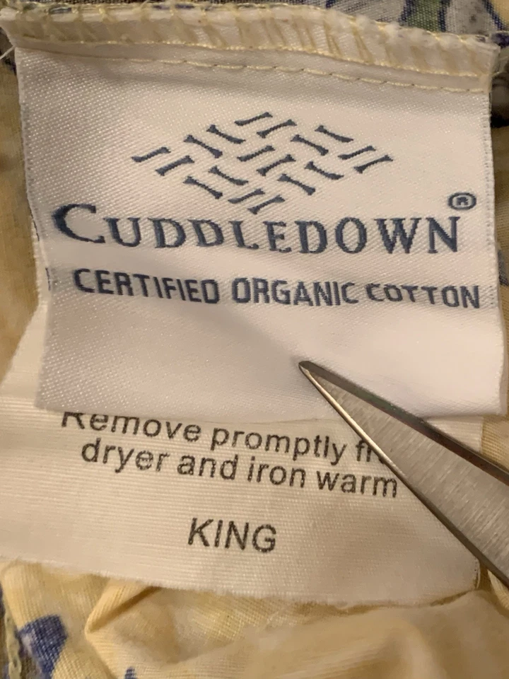 CUDDLEDOWN organic cotton KING pillowcases [2] yellow blue floral Iris - Image 2 of 3