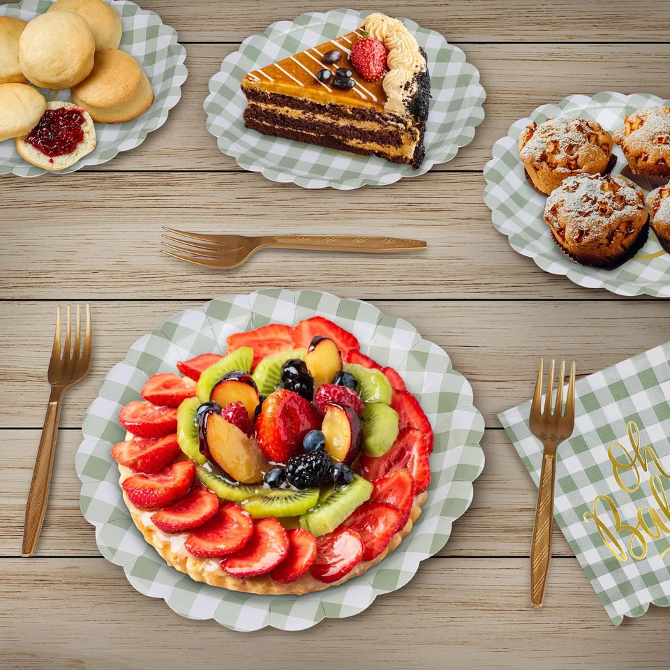 96 шт. зеленые тарелки салфетки вилки нейтральный пол раскрытие - Изображение 4 из 4