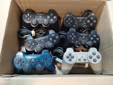 (Lot Of 6)  5 PlayStation 2 Controllers And 1 PS1 Controller OEM Broken 