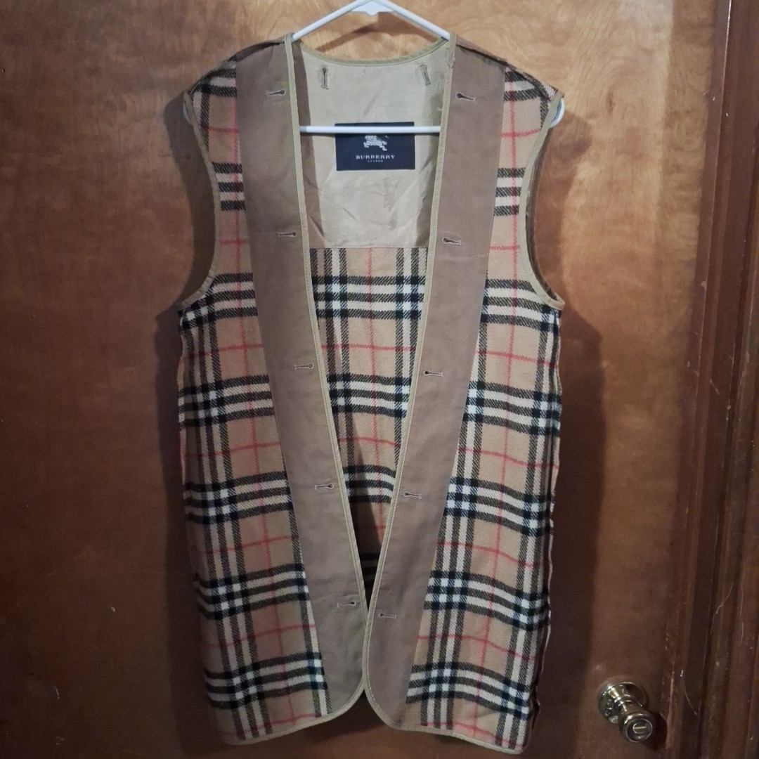 Burberry London Nova Check Wool Vest Liner Jacket 100% Wool