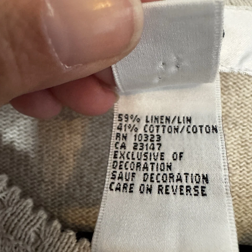 Talbots Feather Embroidered Bead Zip Cardigan Medium Cotton Linen Boho Cottage - Image 4 of 4