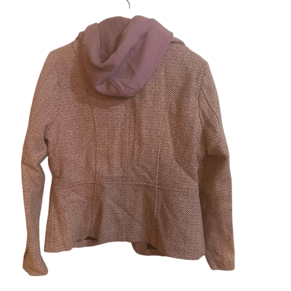 NILS Mujer Blazer Tweed Morado/Rosa Bordado Detalles Florales Capucha Desmontable Foto 3 de 4