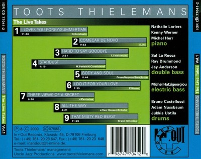 TOOTS THIELEMANS - THE LIVE TAKES, VOL. 1 NEW CD