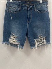 Judy Blue Womens Blue Medium Wash 5-Pocket Design Cut Off Shorts Size Large