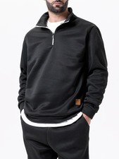 Men's Quarter Zip Up Sweaters Slim Fit Lightweight Mock Neck Pullover Casual