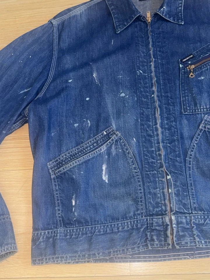 vintage años 50 burlington 91 B unión índigo oscuro verdadero vintage ropa de trabajo verdadera talla 50 Foto 4 de 4