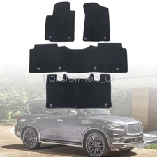Floor Mats Carpet 2011-2018 For Nissan Armada Infiniti QX56 / QX80 Velour Black