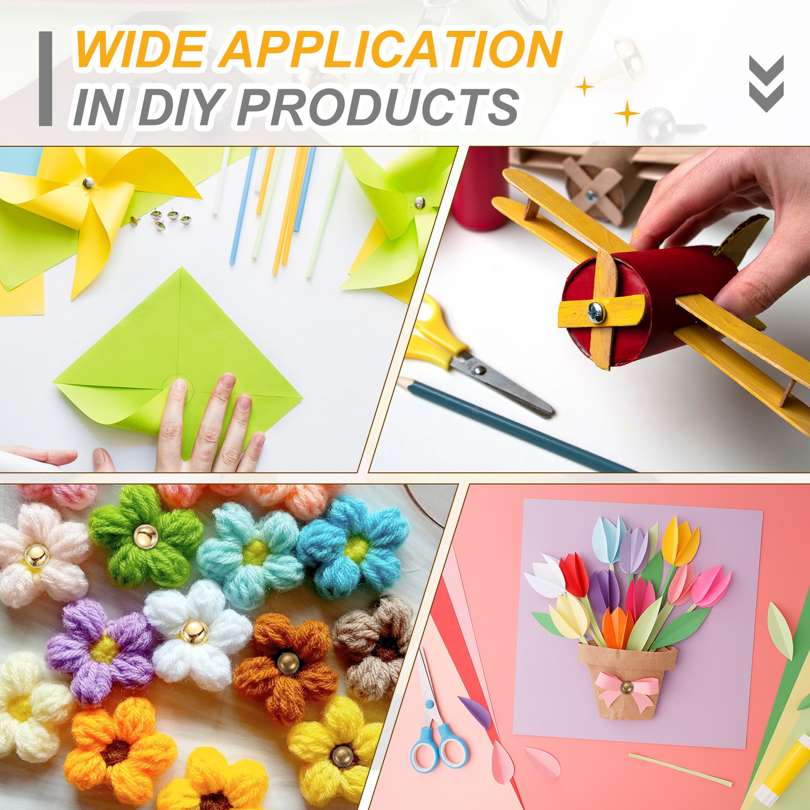 80Pcs Brads Paper Fasteners, 12x20 mm Metal Round Head Split Pins, Silver Tone