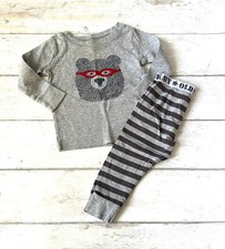 Old Navy 12-18m Baby Boys Pajamas Set 2pc Pants Long Sleeve Gray Bear 12m 18m