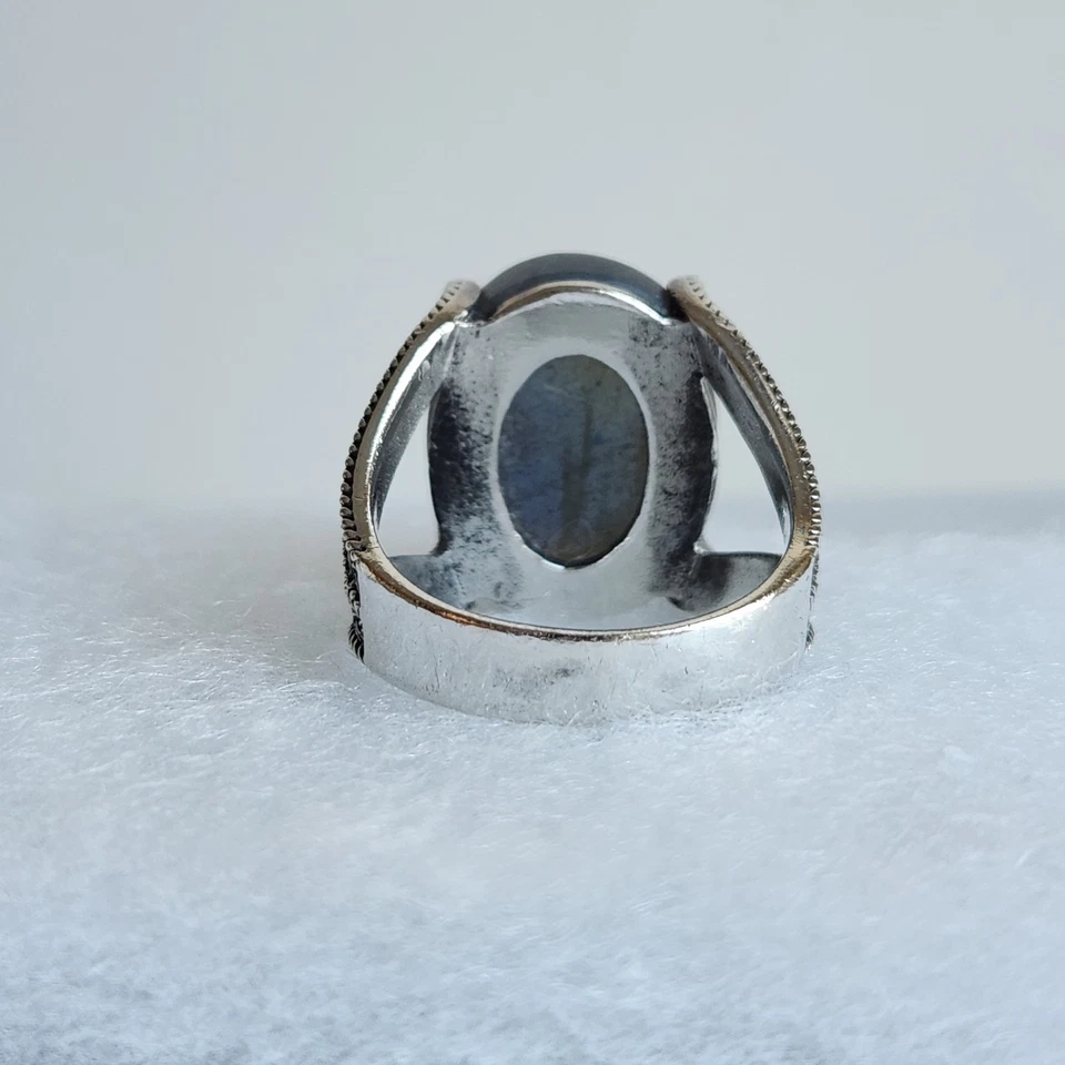 Anillo llamativo labradorita ovalado | Plata de ley 925 | Talla 9, 11 g Foto 4 de 4
