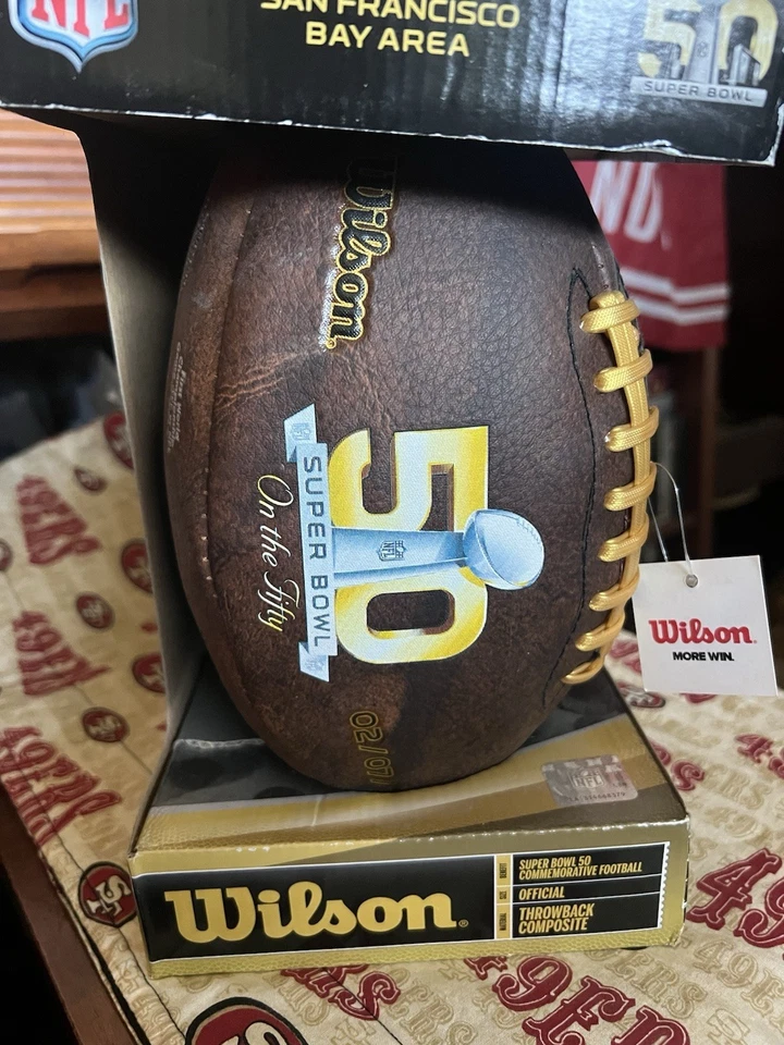 SUPER BOWL 50 WILSON JUEGO OFICIAL FÚTBOL EN LA CAJA EL DUQUE Con Etiqueta Foto 2 de 2