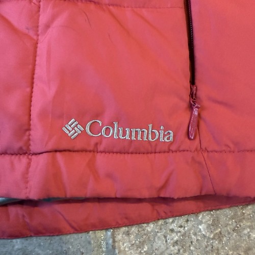Columbia Pink Faux Fur Hood Youth Girls Puffer Full Zip Vest Size 14/16 - Picture 3 of 6