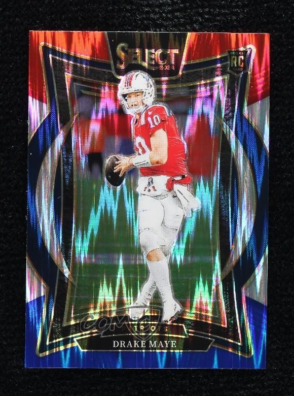 2024 Panini Select Concourse Red & Blue Shock Prizm Drake Maye #27 Rookie RC