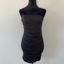 Women's Black ruched bodycon dress