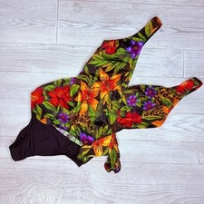 Vintage longitude floral one piece bathing suit tropical swimwear 12 swimsuit