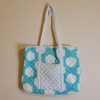 NWT Masala Baby Aqua & White Quilted Cotton Tote/Travel Bag