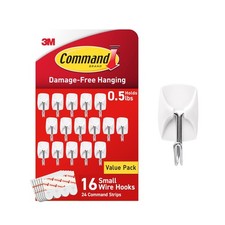 Command Small Wire Toggle Hooks, 16 Hooks and 24 Strips, Small, White  0.90 per strip