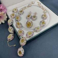 Handcrafted Natural Crystal Jewelry Set Elegant Girl European Stylish Accessory