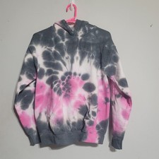 Gildan Blank Womens Tie-Dye Hoodie Sweatshirt Sz Small Pink Gray Cozy Comfy