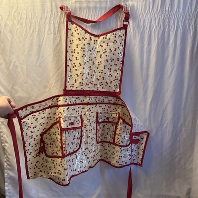 Jessie Steele Cherry Design Washable Girlie Apron Retro Pinup Kitchen Hostess