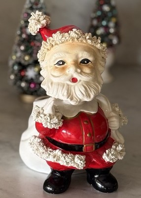 Vintage Christmas 1950s RELPO Ceramic Nodder Santa Claus Planter