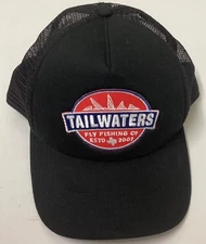 Simms Fishing Tailwaters Hat Cap Mesh Snapback Patch Trucker Black Outdoors NWOT