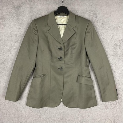 Grand Prix Blazer Womens 14 Green Wool Equestrian Riding Jacket Lined Coat Slim