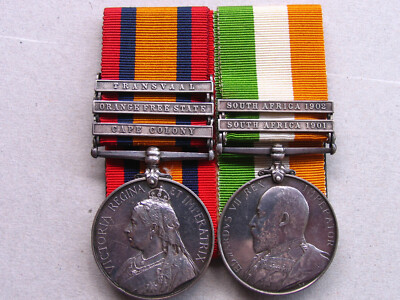 BRITISH QSA AND KINGS PAIR L/CPL GEO W GIBBS St JOHNS AMB & JOHANNESBURG MEDAL