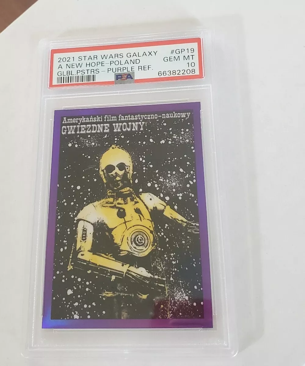 2021 TOPPS STAR WARS GALAXY CHROME Refractor PURPLE /50 PSA 10 C3PO Poland GP19