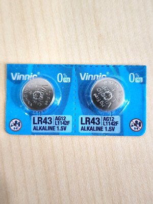 2 pc VINNIC Alkaline Batteries L1142F LR43 AG12 1.5V Expire 03/2027