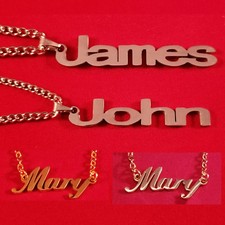 Personalized Gold/Steel Name Plate Necklace