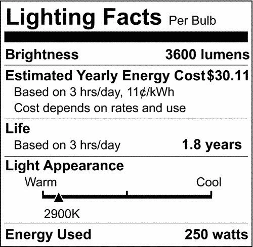 Satco S3479 1/Card 120V 250-Watt T10 Medium Base Light Bulb, Frosted - Image 2 of 4