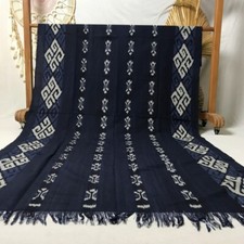 Ethnic Blanket Woven Fabric Original Indonesian Handmade Navy