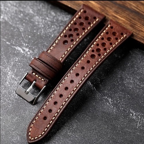 Bracelet Cuir 20mm Noir Pour Montre Seiko, Citizen - Style Militaire | Neuf Sans étiquettes