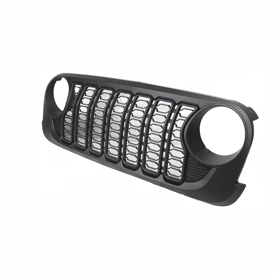 ABS Black Front Bumper Center Grille B Style For 2007-2017 Jeep Wrangler JK SUV  - Image 4 of 4
