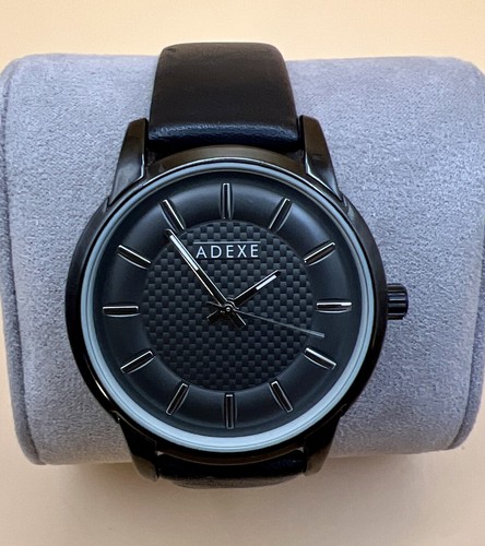 Black On black Adexe Watch-10097D With Leather Band And New Battery