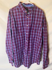 Chaps Mens Size XL Long Sleeve Button Up Plaid Red Blue Shirt Dress