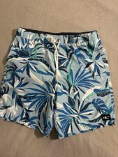 O'Neill Unlined Board Shorts Mens Large Blue Floral Swim Trunks Elastic Waist