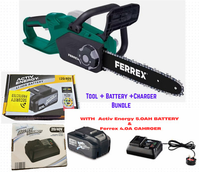 FERREX 40V CORDLESS CHAINSAW + 5.0Ah Battery + 4.0A Charger - Bundle ...