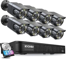 ZOSI 4K 8CH NVR 8MP PoE Security Camera Outdoor System 2TB Audio Human Detection