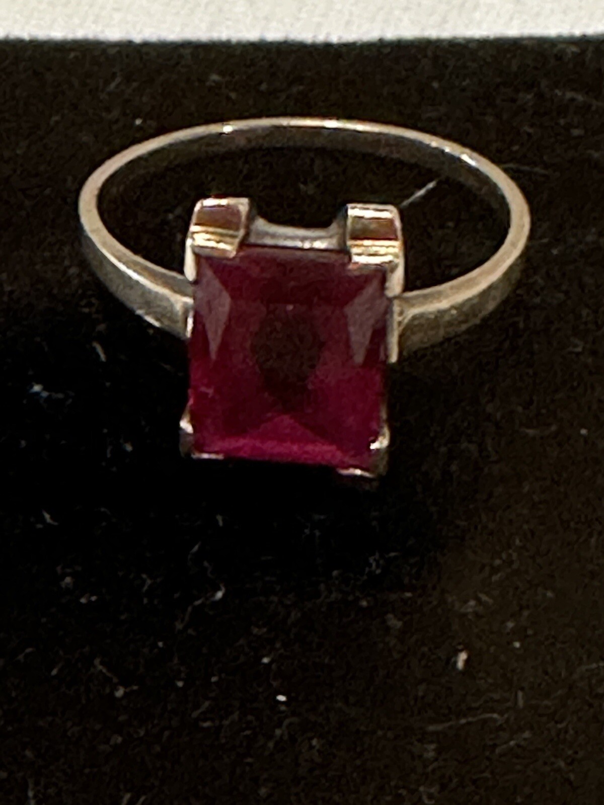 Emerald Cut Lab Created Ruby Ring 10k Gold - image 2