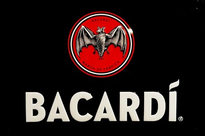Bacardi Fledermaus Logo geprägtes Stahlschild lscape 300mm x 200mm