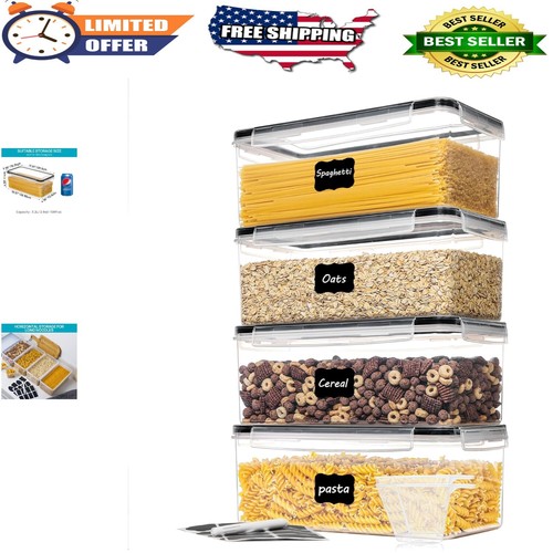 Airtight Food Storage Containers 4PCS Set 3.2L | BPA Free Pasta Canisters wit...