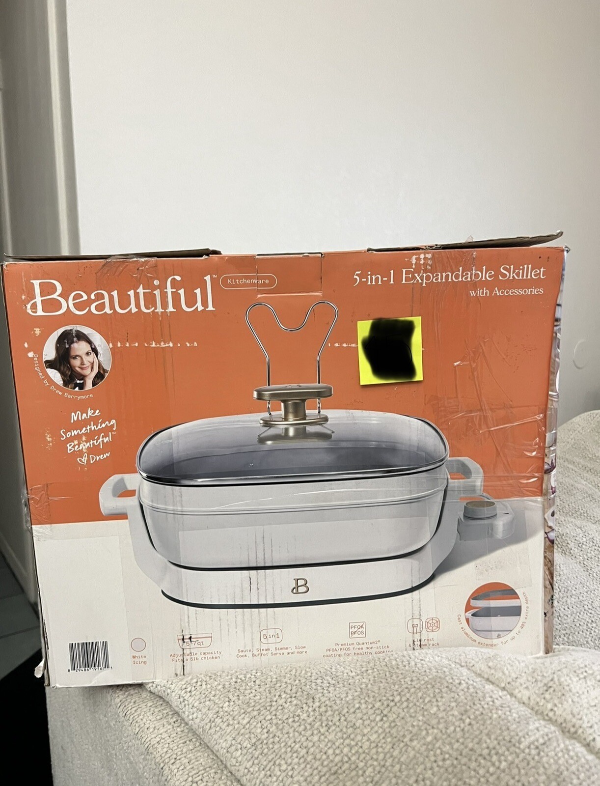 5 in 1 Electric Skillet Expandable up to 7 Qt with Glass Lid, Drew