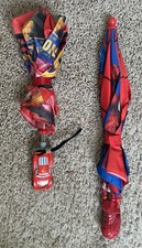 Lot of 2 Character Kids Umbrellas Spider-Man and Cars Lightning McQueen Themed