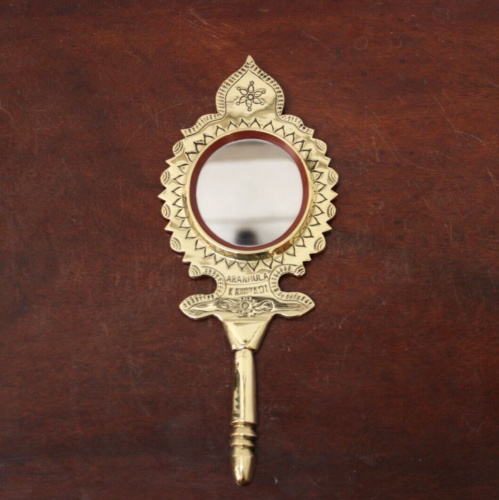 Aranmula Kannadi Metal Mirror Perfect Image Handheld Make Up Mirror Gift Decor - Picture 1 of 6