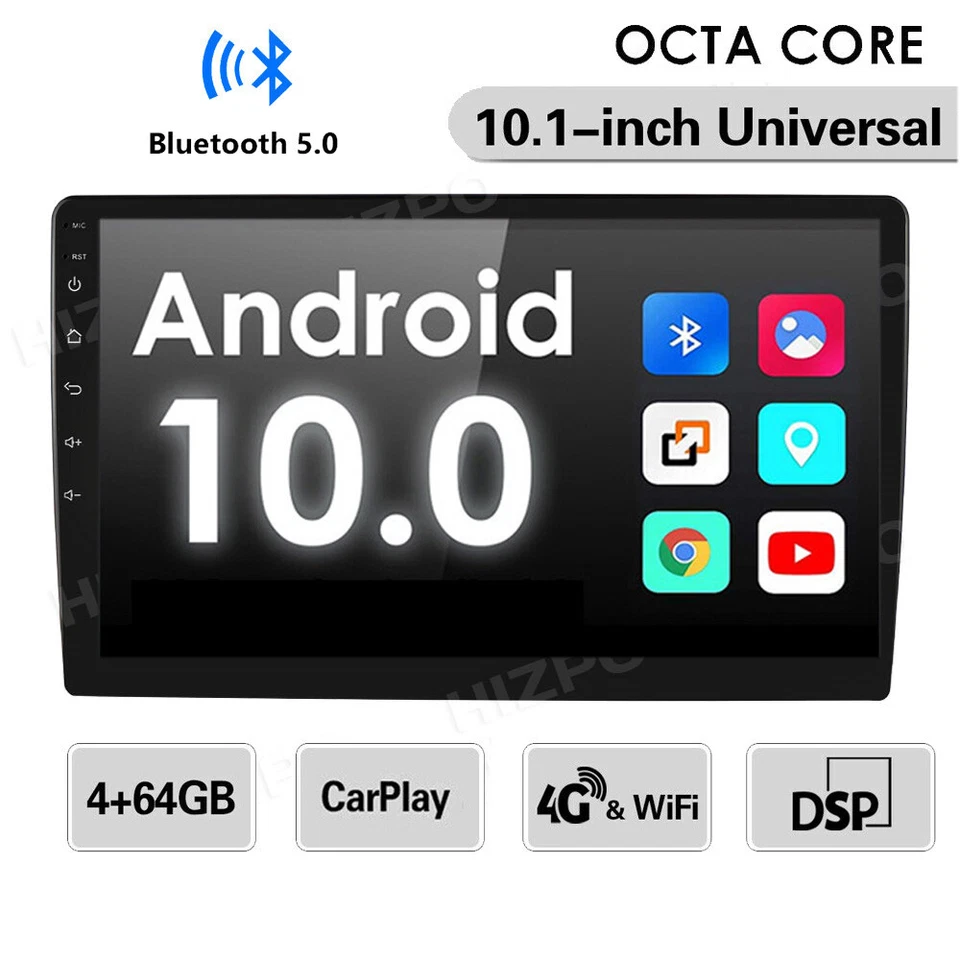 Radio Coche Universal 8 Núcleos 2 Din 10.1" Android 10 Estéreo GPS OBD2 4+64GB 4G LTE Foto 2 de 4