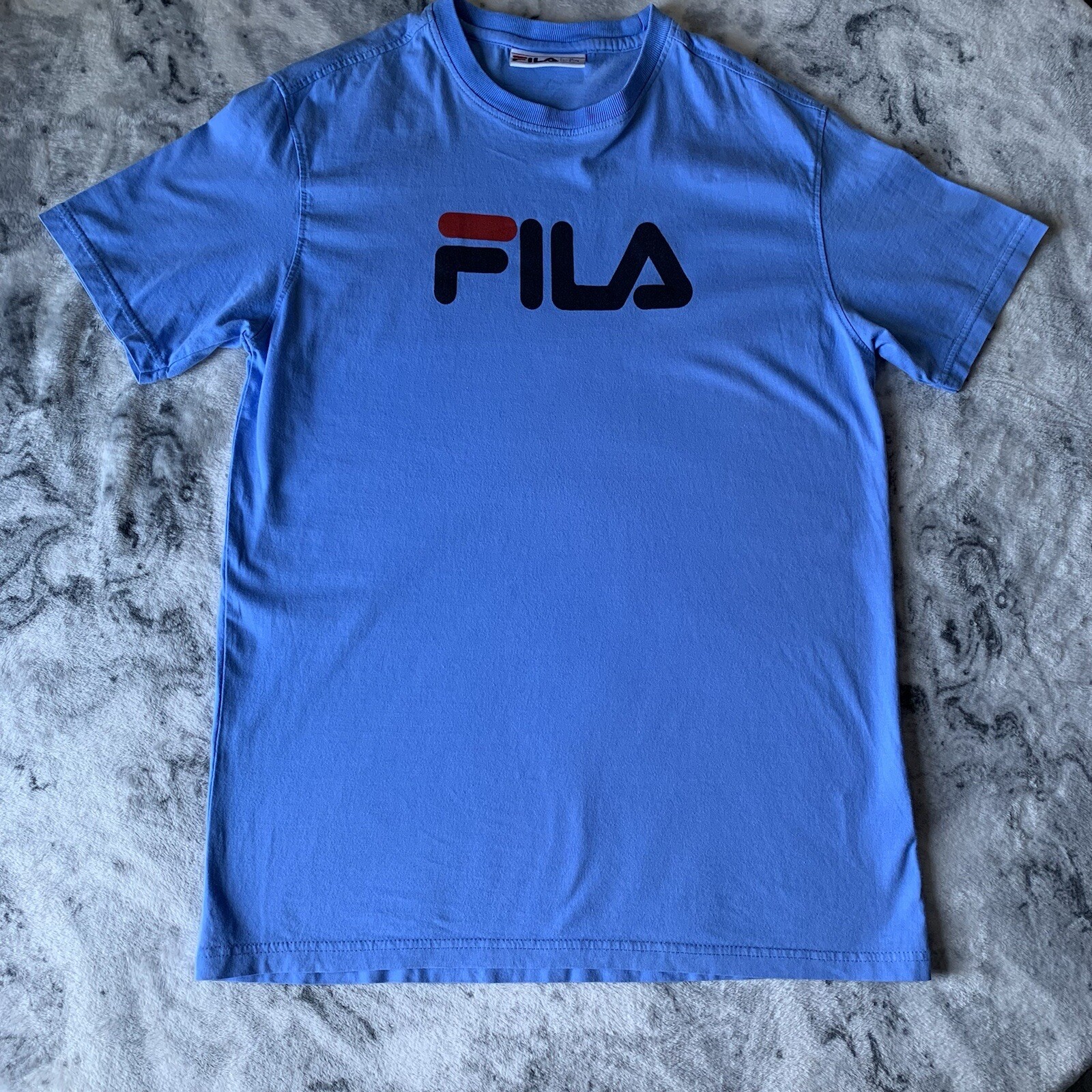 T shirt maglietta FILA classica uomo blu spell out girocollo manica corta S